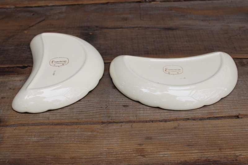 photo of vintage Desert Rose USA Franciscan pottery crescent shape salad side plates #3