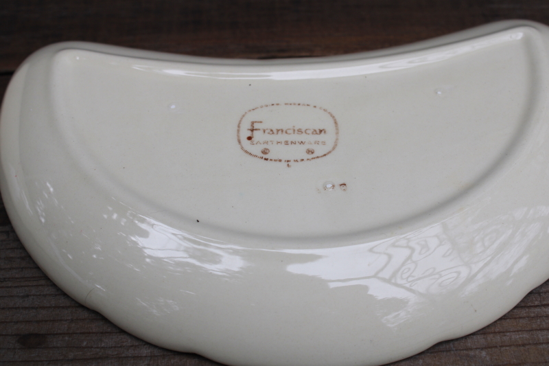 photo of vintage Desert Rose USA Franciscan pottery crescent shape salad side plates #4