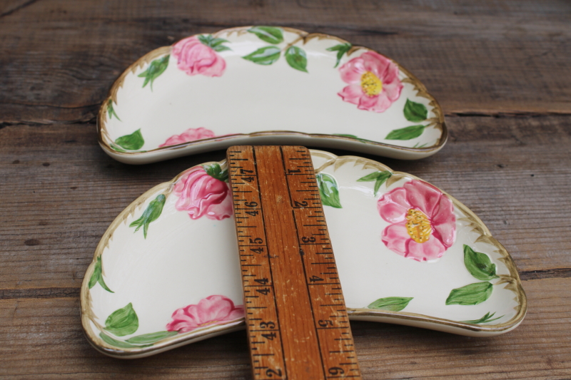 photo of vintage Desert Rose USA Franciscan pottery crescent shape salad side plates #5