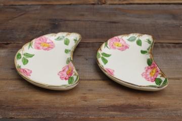 vintage Desert Rose USA Franciscan pottery crescent shape salad side plates 
