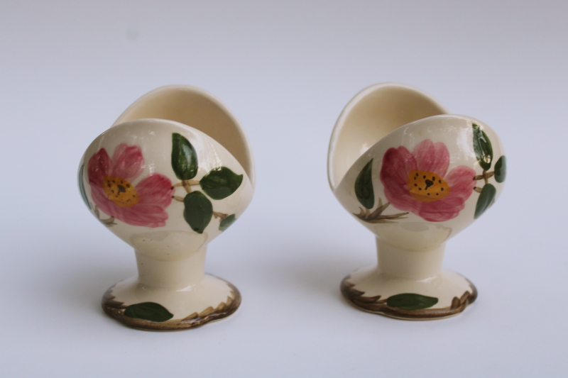 photo of vintage Desert Rose pattern candle holders, pair of candlesticks Franciscan pottery made in California #1