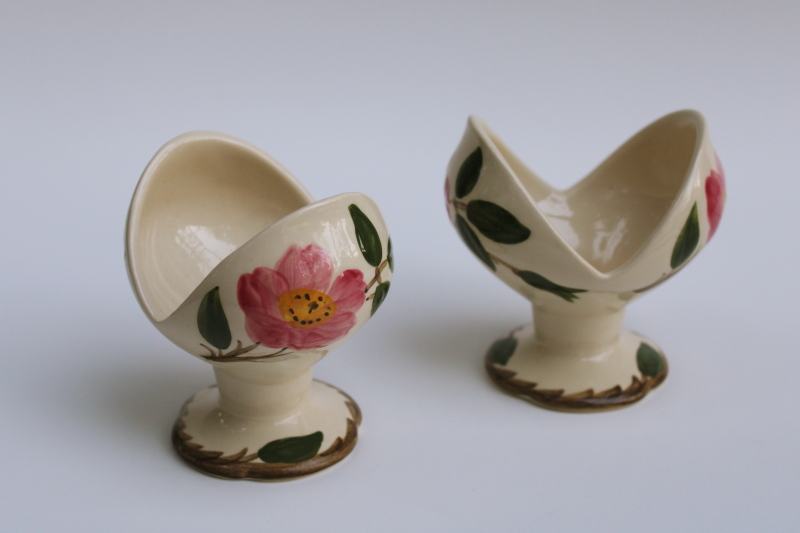 photo of vintage Desert Rose pattern candle holders, pair of candlesticks Franciscan pottery made in California  #2