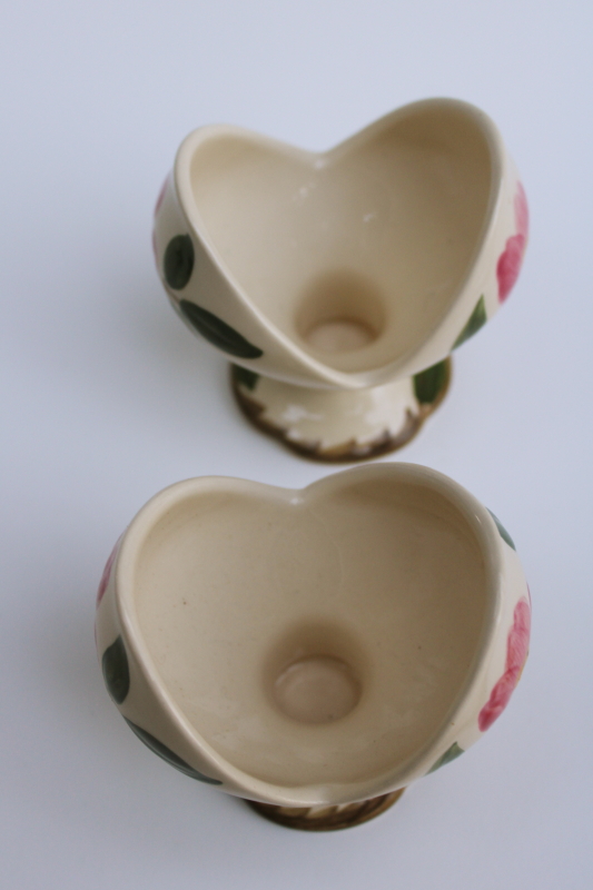 photo of vintage Desert Rose pattern candle holders, pair of candlesticks Franciscan pottery made in California  #3