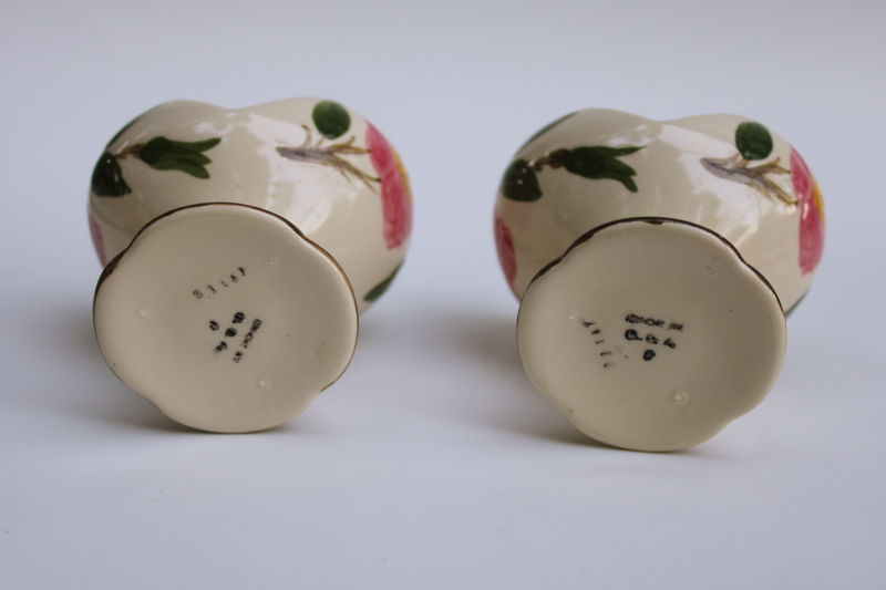 photo of vintage Desert Rose pattern candle holders, pair of candlesticks Franciscan pottery made in California  #4