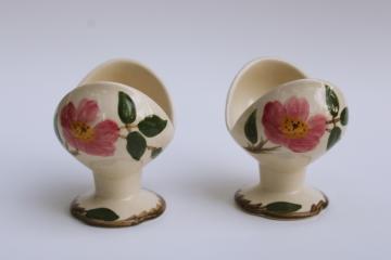 catalog photo of vintage Desert Rose pattern candle holders, pair of candlesticks Franciscan pottery made in California 