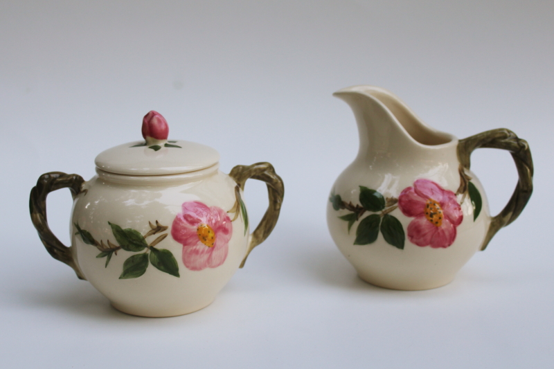 photo of vintage Desert Rose pattern cream & sugar set, creamer pitcher & sugar bowl USA Franciscan pottery #1