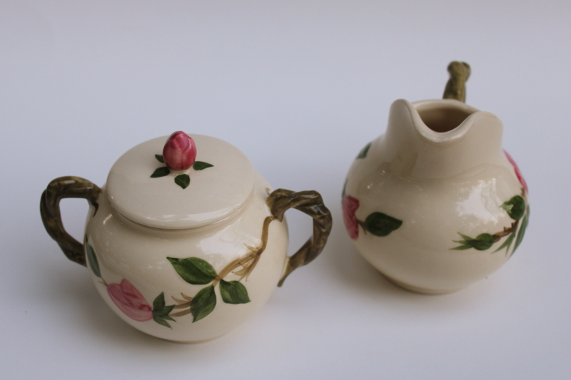 photo of vintage Desert Rose pattern cream & sugar set, creamer pitcher & sugar bowl USA Franciscan pottery #3