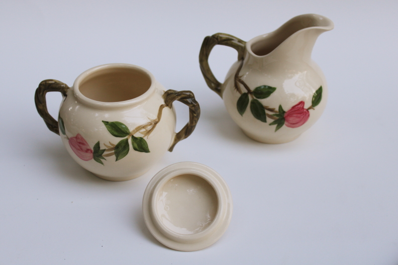 photo of vintage Desert Rose pattern cream & sugar set, creamer pitcher & sugar bowl USA Franciscan pottery #4