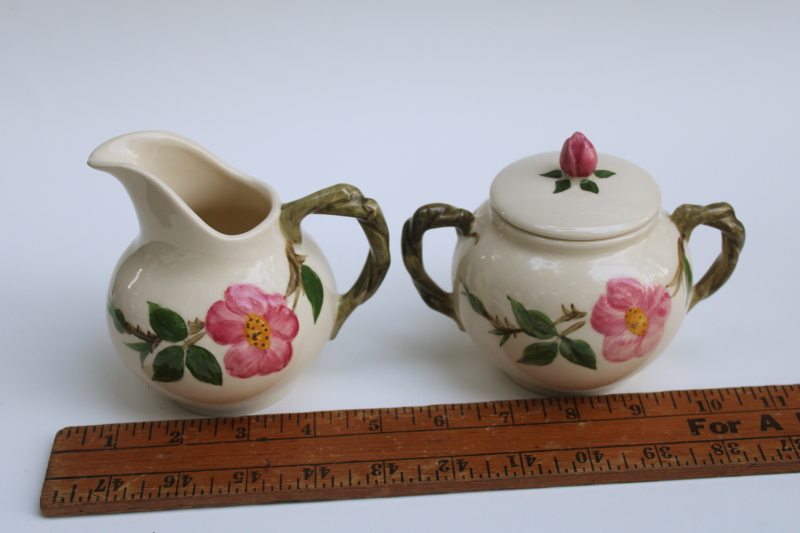 photo of vintage Desert Rose pattern cream & sugar set, creamer pitcher & sugar bowl USA Franciscan pottery #9