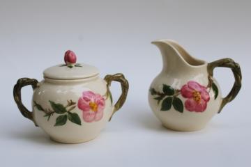 vintage Desert Rose pattern cream & sugar set, creamer pitcher & sugar bowl USA Franciscan pottery 