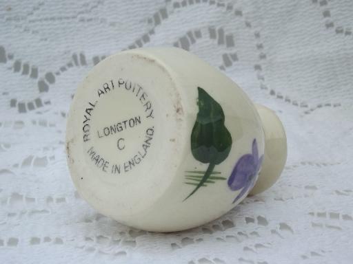 photo of vintage Devon Violets scent bottle, Longton Royal Art Pottery - England #3