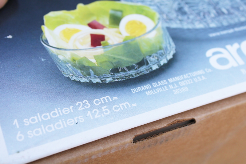 photo of vintage Diamant crystal clear glass salad bowls set in original box Arcoroc France #6