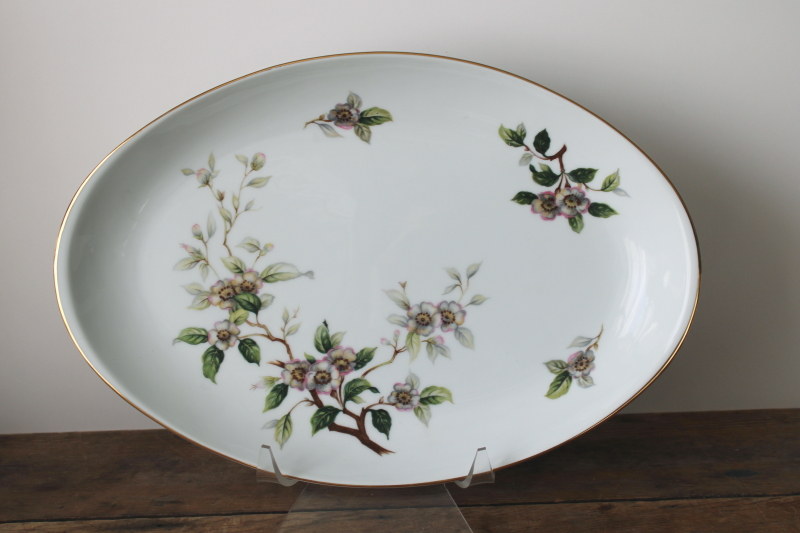photo of vintage Dogwood flowering branches pattern serving platter, Harvan fine china Japan  #1