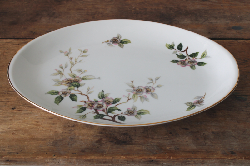 photo of vintage Dogwood flowering branches pattern serving platter, Harvan fine china Japan #2
