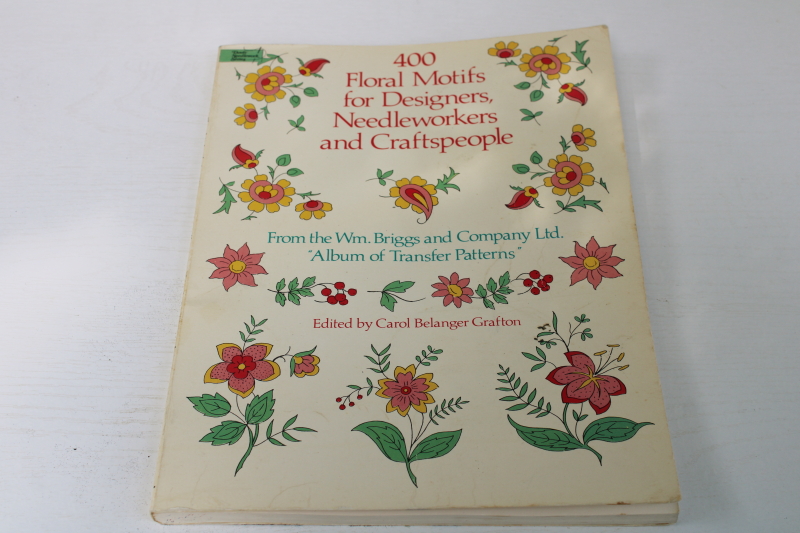 photo of vintage Dover book, 400 floral motifs antique reproduction flower designs for embroidery, carving or tole painting  #1