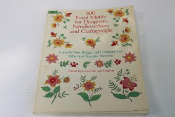 catalog photo of vintage Dover book, 400 floral motifs antique reproduction flower designs for embroidery, carving or tole painting 