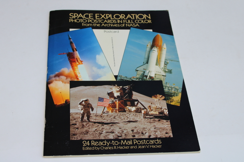 photo of vintage Dover book, Space Exploration NASA archive photos blank postcards lunar landing & rockets  #1