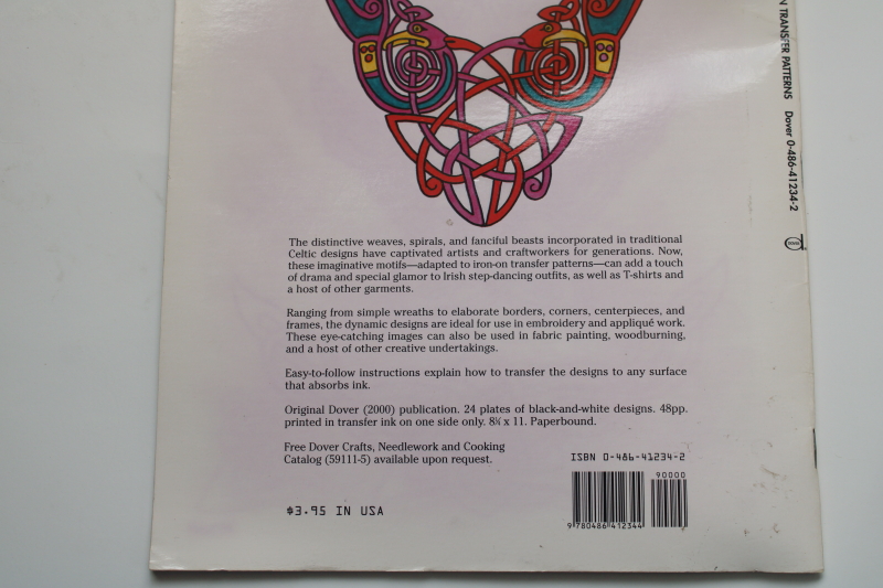 photo of vintage Dover book iron on transfers needlework designs for Celtic dance costumes  #2