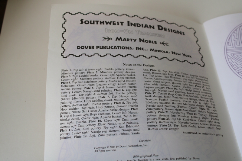 photo of vintage Dover book of iron on transfers Southwest Indian Designs Native American art  #2