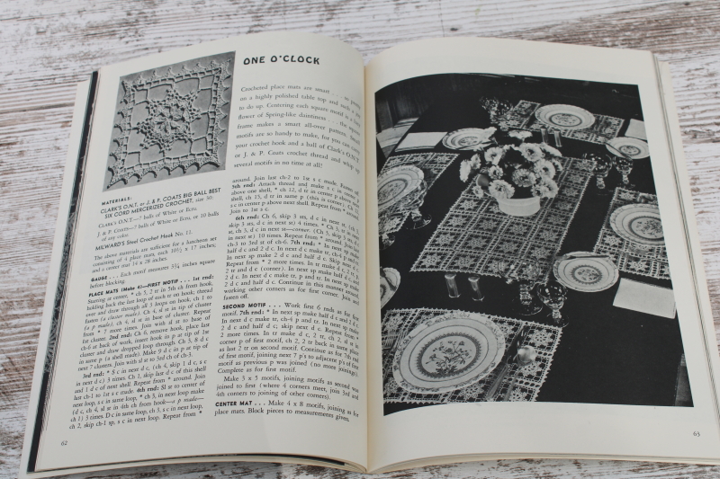 photo of vintage Dover needlework book, old patterns for crochet lace tablecloths & placemats  #2