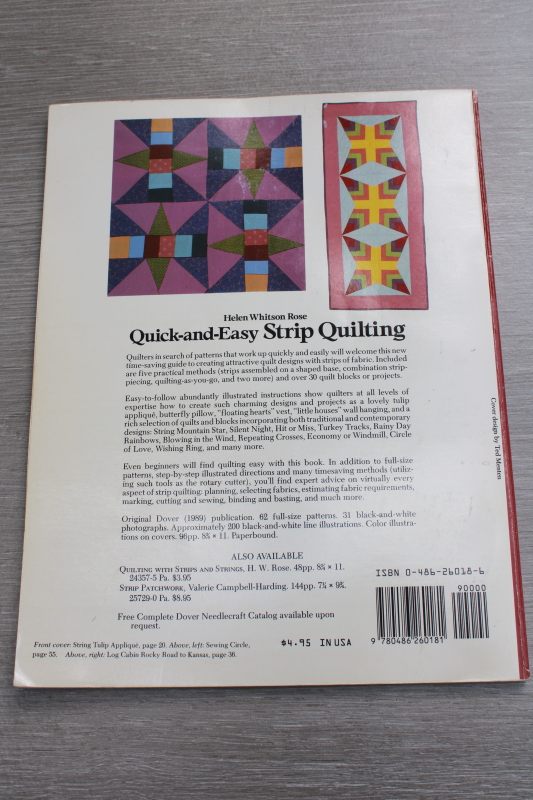 photo of vintage Dover needlework book, quilting patterns & how to fabric strips patchwork #2