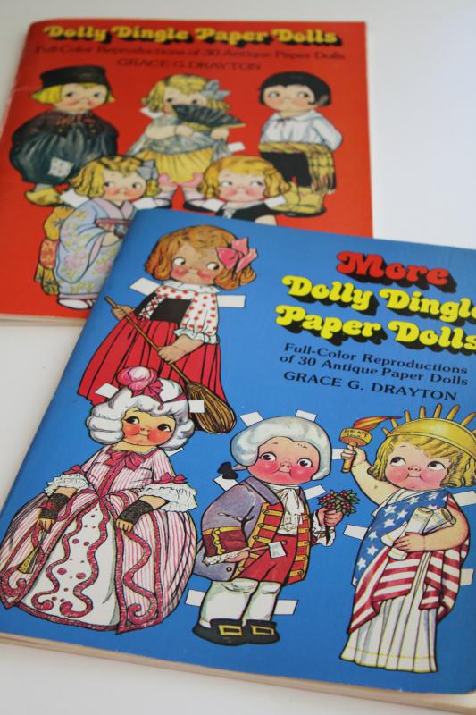 photo of vintage Dover reproduction Dolly Dingle Grace Drayton antique paper dolls books #1