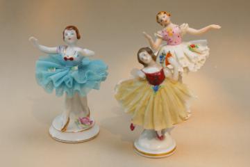 vintage Dresden china lace figurines, ballet dancers marked Germany & Japan