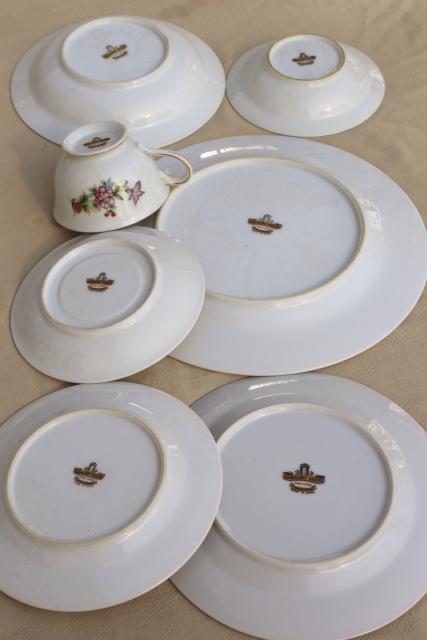 photo of vintage Dresden floral fine china dinnerware set for 8, Harmony House Dresdania #8