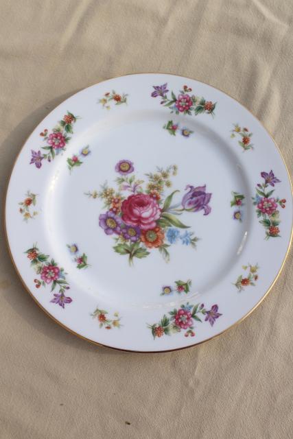 photo of vintage Dresden floral fine china dinnerware set for 8, Harmony House Dresdania #9
