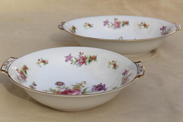 photo of vintage Dresden floral fine china dinnerware set for 8, Harmony House Dresdania #11