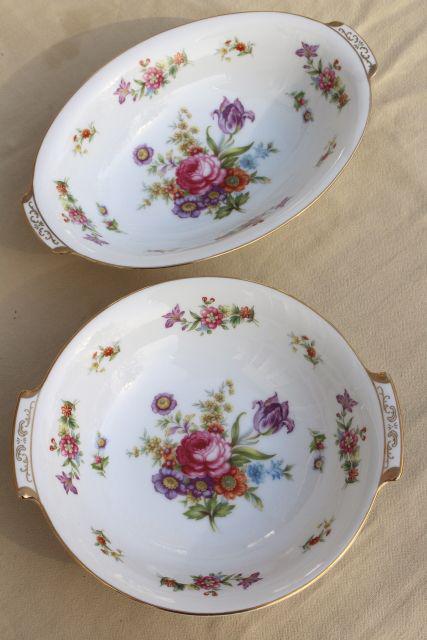 photo of vintage Dresden floral fine china dinnerware set for 8, Harmony House Dresdania #12