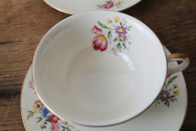 photo of vintage Dresden style floral china tea cups & saucers, Pasadena Theodore Haviland New York  #2