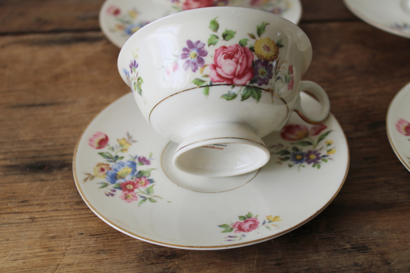 photo of vintage Dresden style floral china tea cups & saucers, Pasadena Theodore Haviland New York  #3