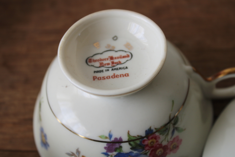 photo of vintage Dresden style floral china tea cups & saucers, Pasadena Theodore Haviland New York  #6