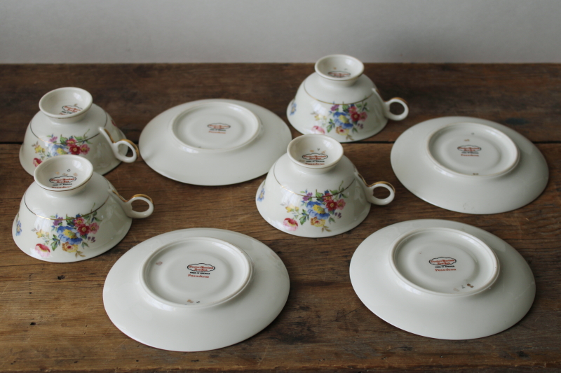 photo of vintage Dresden style floral china tea cups & saucers, Pasadena Theodore Haviland New York  #8