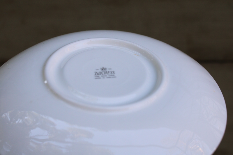 photo of vintage Duchess fine bone china tea cups & saucers set for six, pink and yellow daffodils spring floral  #6