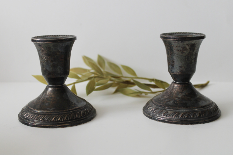 photo of vintage Duchin sterling silver candlesticks, pair of candle holders, taper candle sticks  #1