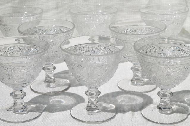 photo of vintage Duncan & Miller sandwich glass ice cream dishes or sherbet set for 8 #1