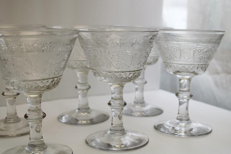 photo of vintage Duncan & Miller sandwich pattern glass cocktail or champagne glasses set of 8 #2