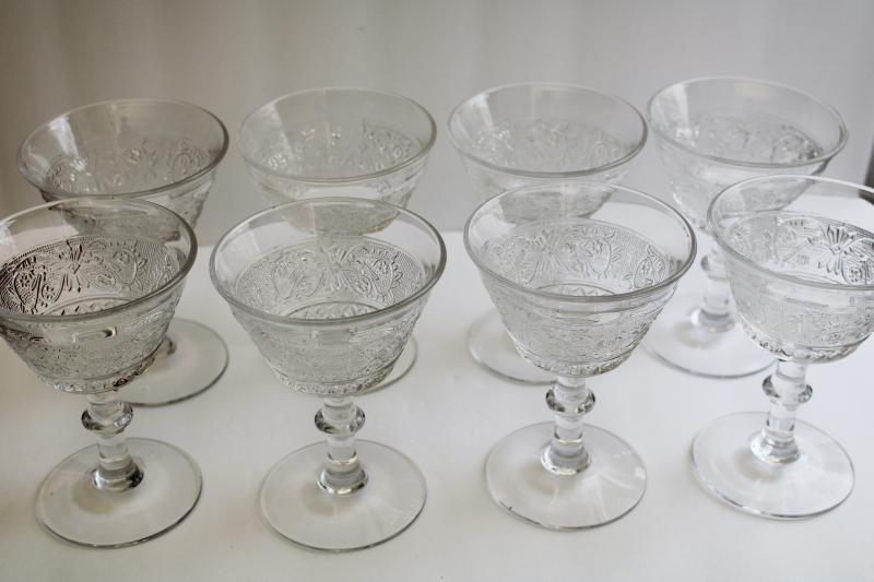 photo of vintage Duncan & Miller sandwich pattern glass cocktail or champagne glasses set of 8 #6