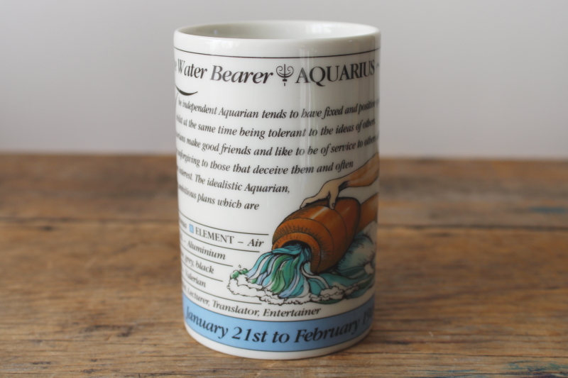 photo of vintage Dunoon china tea mug or coffee cup, Zodiac Aquarius astrological sign  #2