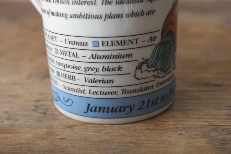 photo of vintage Dunoon china tea mug or coffee cup, Zodiac Aquarius astrological sign  #4