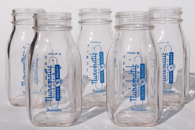 photo of vintage Duraglas glass baby bottles, Nursmatic nursing bottle 4 oz. bottles #1