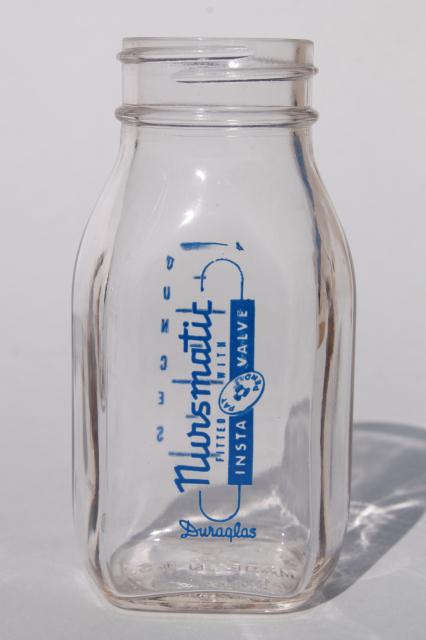 photo of vintage Duraglas glass baby bottles, Nursmatic nursing bottle 4 oz. bottles #2