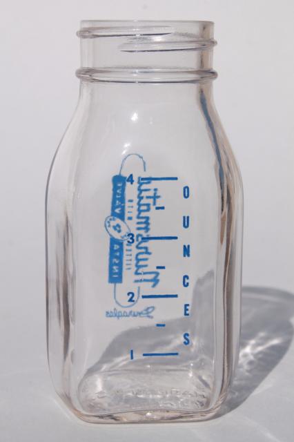 photo of vintage Duraglas glass baby bottles, Nursmatic nursing bottle 4 oz. bottles #3