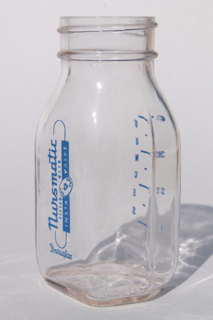 photo of vintage Duraglas glass baby bottles, Nursmatic nursing bottle 4 oz. bottles #4