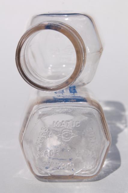 photo of vintage Duraglas glass baby bottles, Nursmatic nursing bottle 4 oz. bottles #5