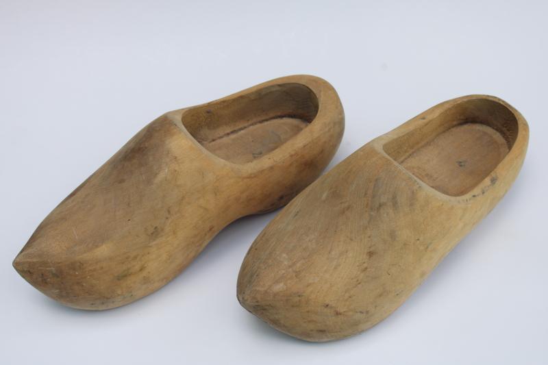 photo of vintage Dutch clogs wooden shoes, carved wood klompen from Holland Michigan #2