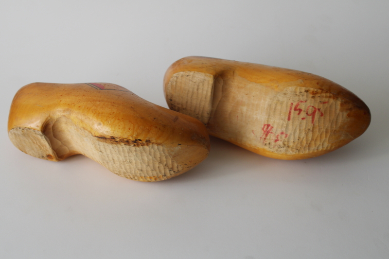photo of vintage Dutch klompen wood clogs, small hand painted wooden shoes old world style Christmas decor  #5