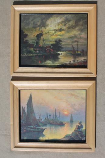 photo of vintage Dutch scene prints, framed color litho print pictures Reliance Picture Co #1